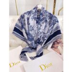 Dior CD Women Toile De Jouy Sauvage Square 90 Scarf Ivory Navy Blue Silk Twill - immagine 6