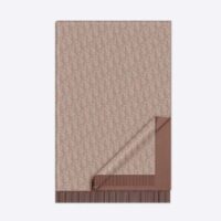 Dior Unisex CD Dior Oblique Double-Sided Blanket Jacquard Side Beige Cashmere Wool (2)