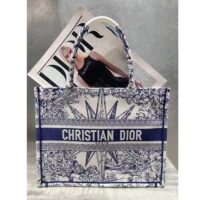 Dior Unisex CD Medium Book Tote White Blue Rêve D’Infini Embroidery (3)