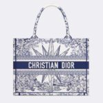 Dior Unisex CD Medium Book Tote White Blue Rêve D'Infini Embroidery