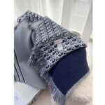 Dior Unisex CD Oblique Scarf Black Gray Wool Fringed Edging Wool - immagine 5