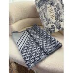 Dior Unisex CD Oblique Scarf Black Gray Wool Fringed Edging Wool - immagine 2