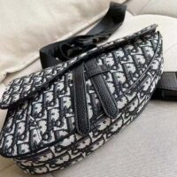 Dior Unisex CD Saddle Bag Beige Black Dior Oblique Jacquard (10)