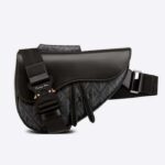 Dior Unisex CD Saddle Bag Black CD Diamond Canvas Smooth Calfskin