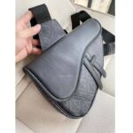 Dior Unisex CD Saddle Bag Black CD Diamond Canvas Smooth Calfskin – Image 4