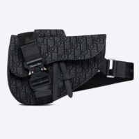 Dior Unisex CD Saddle Bag Black Dior Oblique Jacquard (3)