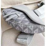 Dior Unisex CD Saddle Bag Dior Gray CD Diamond Canvas Smooth Calfskin - Image 4