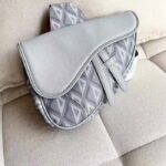 Dior Unisex CD Saddle Bag Dior Gray CD Diamond Canvas Smooth Calfskin - Image 2