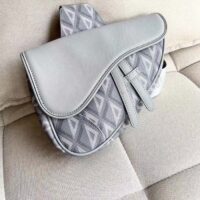 Dior Unisex CD Saddle Bag Dior Gray CD Diamond Canvas Smooth Calfskin (8)