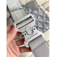 Dior Unisex CD Saddle Bag Dior Gray CD Diamond Canvas Smooth Calfskin (8)