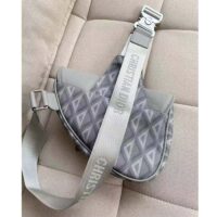 Dior Unisex CD Saddle Bag Dior Gray CD Diamond Canvas Smooth Calfskin (8)