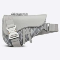 Dior Unisex CD Saddle Bag Dior Gray CD Diamond Canvas Smooth Calfskin (8)