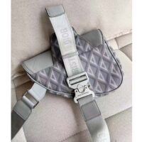 Dior Unisex CD Saddle Bag Dior Gray CD Diamond Canvas Smooth Calfskin (8)