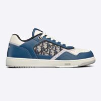 Dior Unisex Shoes CD B27 Low-Top Sneaker Blue Cream Gray Smooth Calfskin Oblique Jacquard (2)