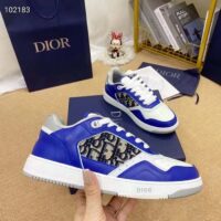 Dior Unisex Shoes CD B27 Low-Top Sneaker Blue Gray White Smooth Calfskin Oblique Jacquard (11)