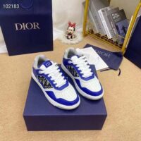 Dior Unisex Shoes CD B27 Low-Top Sneaker Blue Gray White Smooth Calfskin Oblique Jacquard (11)