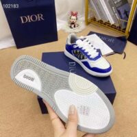 Dior Unisex Shoes CD B27 Low-Top Sneaker Blue Gray White Smooth Calfskin Oblique Jacquard (11)