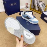 Dior Unisex Shoes CD B27 Low-Top Sneaker Light Blue White Gray Smooth Calfskin Oblique Jacquard (8)