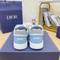 Dior Unisex Shoes CD B27 Low-Top Sneaker Light Blue White Gray Smooth Calfskin Oblique Jacquard (8)