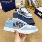 Dior Unisex Shoes CD B27 Low-Top Sneaker Light Blue White Gray Smooth Calfskin Oblique Jacquard - Image 7