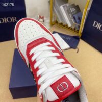 Dior Unisex Shoes CD B27 Low-Top Sneaker Red Gray White Smooth Calfskin Oblique Jacquard (8)