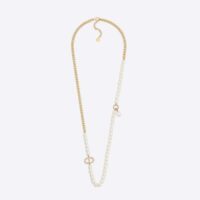 Dior Women 30 Montaigne Long Necklace Gold-Finish Metal and Silver-Tone Crystals