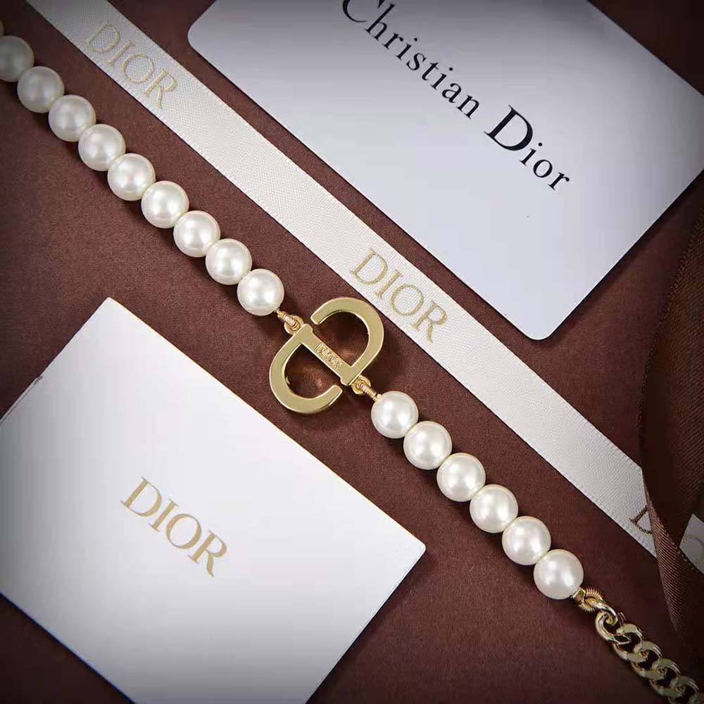 Dior Women 30 Montaigne Long Necklace Gold-Finish Metal and Silver-Tone Crystals (5)