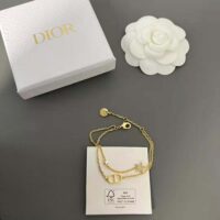 Dior Women 30 Montaigne Long Necklace Gold-Finish Metal and White Crystals (1)