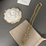 Dior Women 30 Montaigne Long Necklace Gold-Finish Metal and White Crystals - Image 4