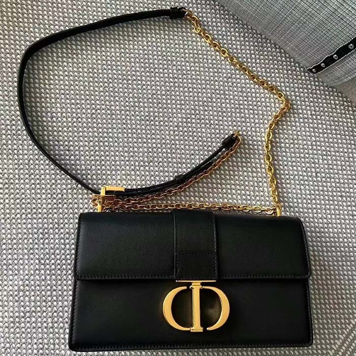 Dior Women 30 Montaigne East-West Bag with Chain Black Calfskin