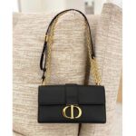 Dior Women CD 30 Montaigne East-West Bag Chain Black Calfskin - Imagen 3