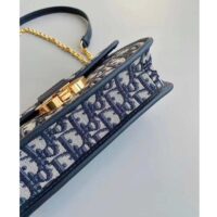 Dior Women CD 30 Montaigne East-West Bag Chain Blue Oblique Jacquard (4)