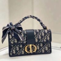 Dior Women CD 30 Montaigne East-West Bag Chain Blue Oblique Jacquard (4)