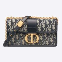 Dior Women CD 30 Montaigne East-West Bag Chain Blue Oblique Jacquard