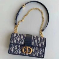 Dior Women CD 30 Montaigne East-West Bag Chain Blue Oblique Jacquard (4)