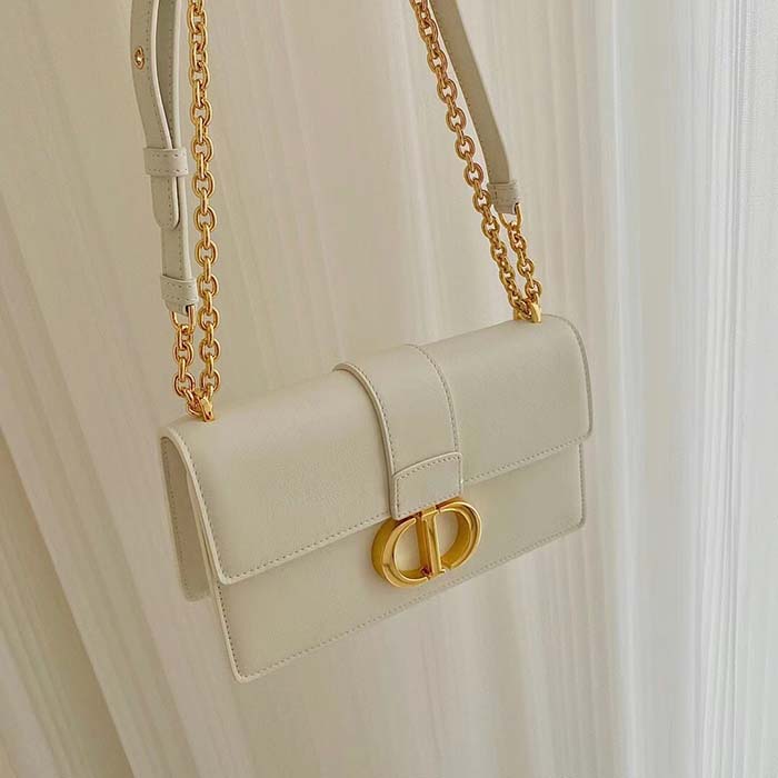 30 Montaigne East-West Bag with Chain Latte Calfskin