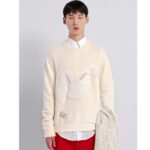 Dior Men CD By Erl Sweater Rabbit Patch Beige Cotton-Blend Jersey Round Neck – Bild 12