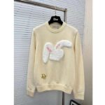 Dior Men CD By Erl Sweater Rabbit Patch Beige Cotton-Blend Jersey Round Neck – Bild 2