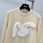 Dior Men CD By Erl Sweater Rabbit Patch Beige Cotton-Blend Jersey Round Neck – Bild 5