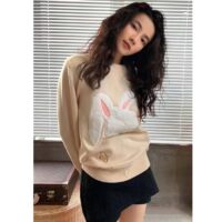 Dior Women CD By Erl Sweater Rabbit Patch Beige Cotton-Blend Jersey Round Neck (3)