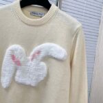 Dior Men CD By Erl Sweater Rabbit Patch Beige Cotton-Blend Jersey Round Neck – Bild 8