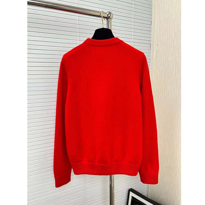 Dior Women CD By Erl Sweater Rabbit Patch Red Cotton-Blend Jersey Round Neck (13)