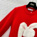 Dior Men CD By Erl Sweater Rabbit Patch Red Cotton-Blend Jersey Round Neck – Bild 6