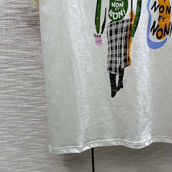 Dior Women CD ‘C’est Non Non Non Et Non’ T-Shirt Ecru Cotton Jersey Linen (13)