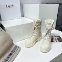 Dior Women CD D-Major Ankle Boot White Calfskin Lambskin Wool (3)
