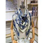 Dior Women CD Dior Jardin D'Hiver 90 Square Scarf Ivory Blue Silk Twill - Imagen 6