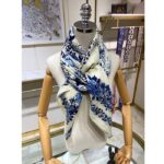 Dior Women CD Dior Jardin D'Hiver 90 Square Scarf Ivory Blue Silk Twill - Imagen 8