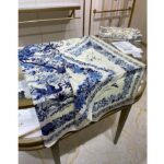 Dior Women CD Dior Jardin D'Hiver 90 Square Scarf Ivory Blue Silk Twill - Imagen 4