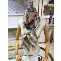 Dior Women CD Dior Jardin D’Hiver 90 Square Scarf White Multicolor Silk Twill (1)