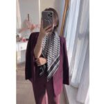 Dior Women CD Dior Oblique Diortwin 90 Square Burgundy Navy Blue Silk Twill – Bild 10